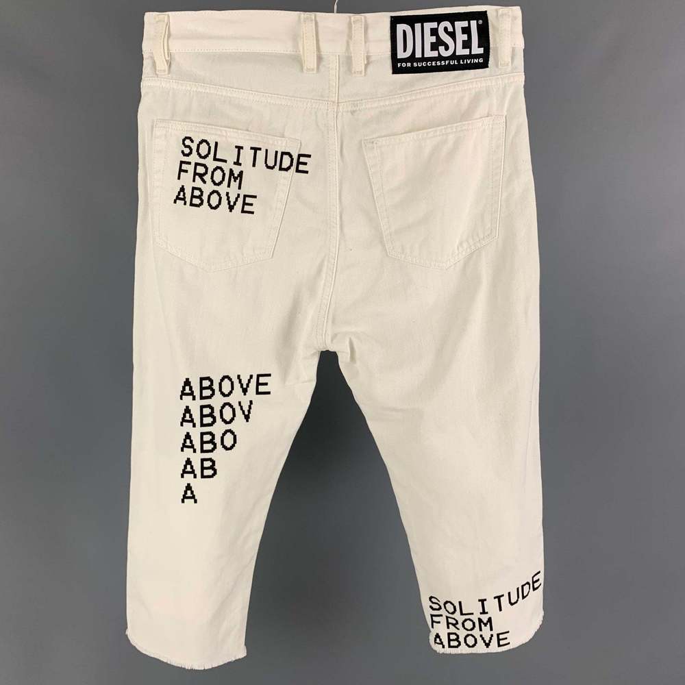 DIESEL White Black Cotton Cropped High Waisted Jeans - Picture 2 of 6